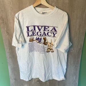 Vintage "Live a Legacy" White Cotton Short Sleeve Crewneck Casual T-Shirt Sz XL